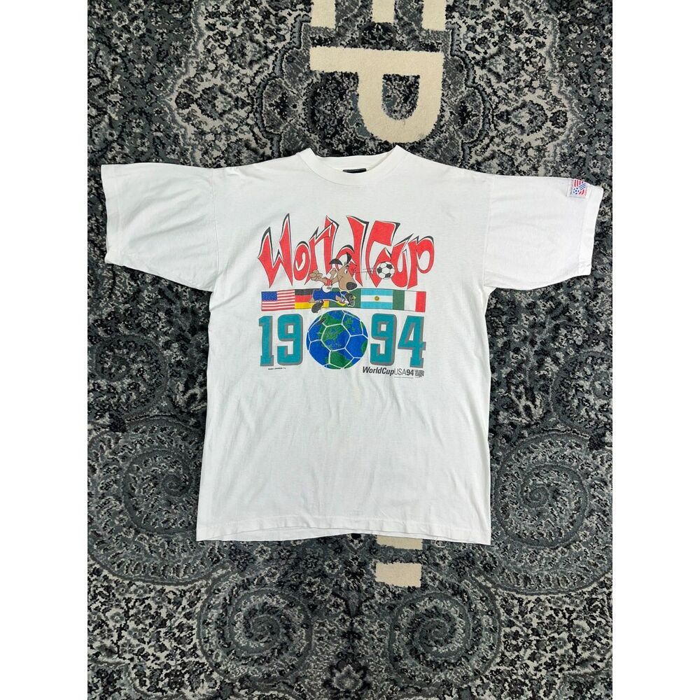 Vintage 94 Magic Johnson Brand World Cup USA Tshirt Size Large White